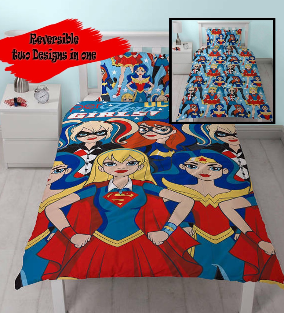 DC Super Hero Girls 'Super' Single Reversible Duvet Cover & Pillowcase Set 
